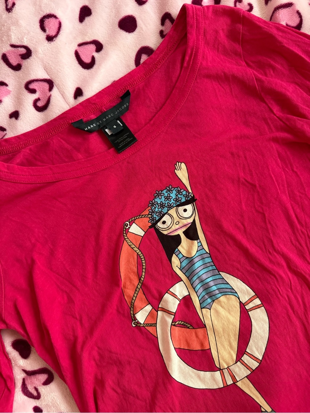 Marc by Marc Jacobs Hot Pink Graphic Swim Tee Size Small